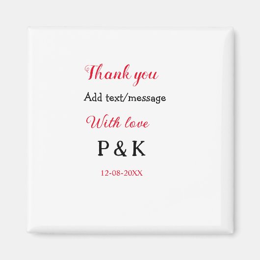 Met liefde voeg paar naam brief dank u toevoegen d magneet (Voorkant)