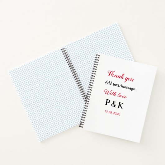 Met liefde voeg paar naam brief dank u toevoegen d notitieboek (Binnen)