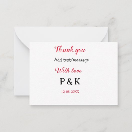 Met liefde voeg paar naam brief dank u toevoegen d notitiekaartje (Achterkant)