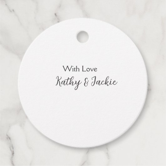 Met liefde voeg paar naam bruiloft eenvoudig minim bedankjes labels (Voorkant)