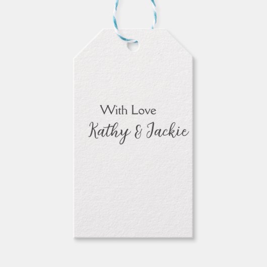 Met liefde voeg paar naam bruiloft eenvoudig minim cadeaulabel (Voorkant)
