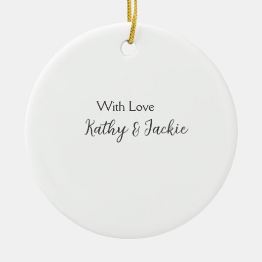 Met liefde voeg paar naam bruiloft eenvoudig minim keramisch ornament (Voorkant)
