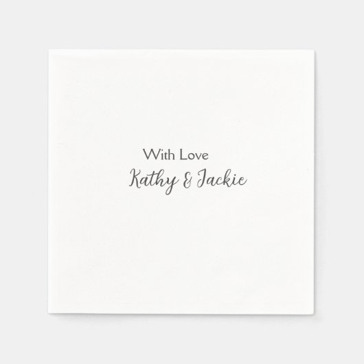 Met liefde voeg paar naam bruiloft eenvoudig minim servet (Voorkant)