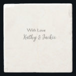 Met liefde voeg paar naam bruiloft eenvoudig minim stenen onderzetter<br><div class="desc">meisjesontwerp</div>