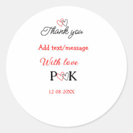 Met liefde voeg toe paar naam letter dank je voeg  ronde sticker