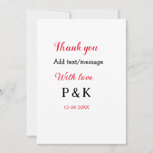 Met liefde voeg toe paar naam letter dank je wel v kaart