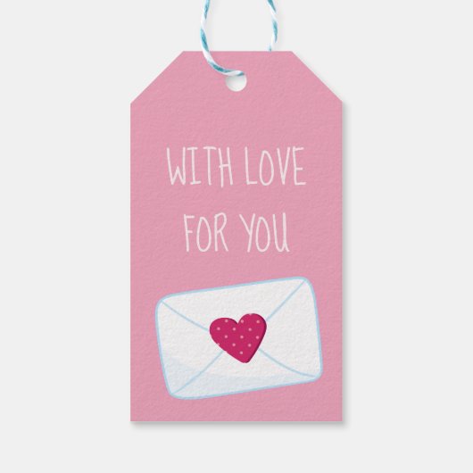 Met liefde voor je Valentijnsdag letter hart Cadeaulabel (Achterkant)