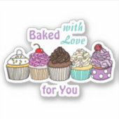 Met liefde voor jou. | Handgebakken handtaart Sticker (Voorkant)