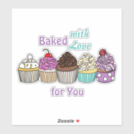 Met liefde voor jou. | Handgebakken handtaart Sticker