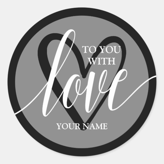 Met Liefde Zwart Ronde Sticker (Voorkant)