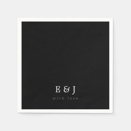 Met Liefde Zwart & Wit Elegant Monogram Trouwen Servet