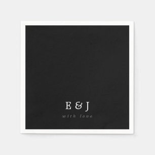 Met Liefde Zwart & Wit Elegant Monogram Trouwen Servet