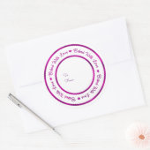 Met liefdesbehandeling met levendige Paarse modern Ronde Sticker (Envelop)