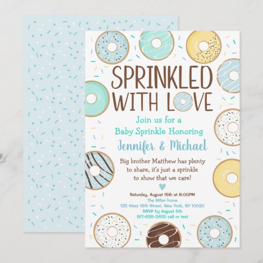 Met liefdesblauw Donut-Baby sprinkhaan Kaart (Voorkant / Achterkant)