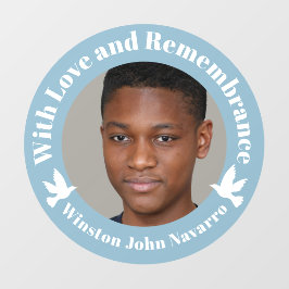 Met liefdesblauw twee witte duves foto-herinnering raamsticker