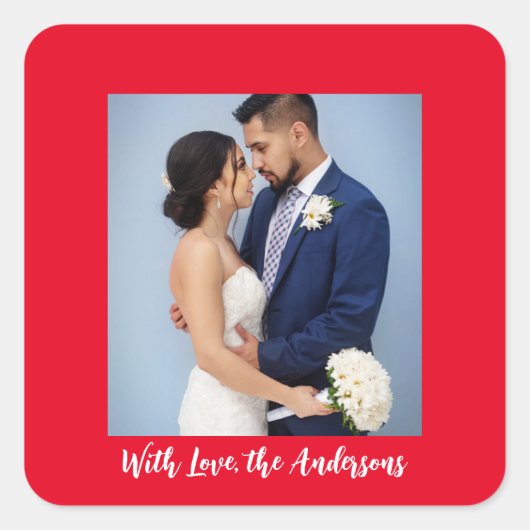Met liefdesgepersonaliseerde fotosticker vierkante sticker (Voorkant)