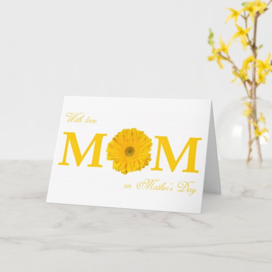 Met liefdesmoeder op Moederdag Gerbera Daisy Flowe Kaart (Gele Bloem)