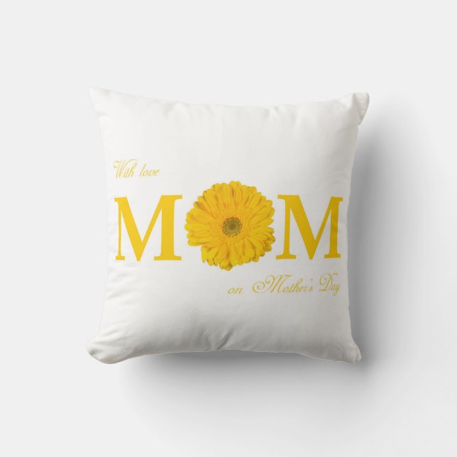Met liefdesmoeder op Moederdag Gerbera Daisy Flowe Kussen (Voorkant)