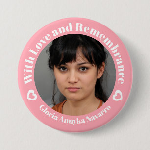 Met liefdesroze foto's met twee witte harten, heri ronde button 7,6 cm