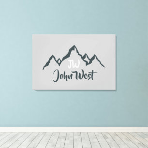 Met lijnen getekend berggebied personaliseerbaar m canvas afdruk