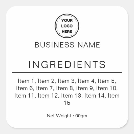 Met Logo Witte Moderne Ingrediëntenlijst Label (Voorkant)