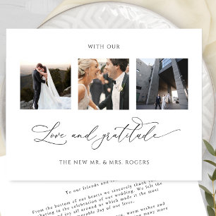 Met Love and Gratitude Elegant Wedding Photo Bedankkaart