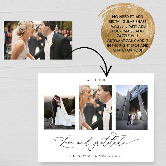 Met Love and Gratitude Photo Monogram Weddenschap Bedankkaart