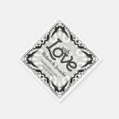 Met Love Black White Decorative Paper Napkins Servet (Hoek)