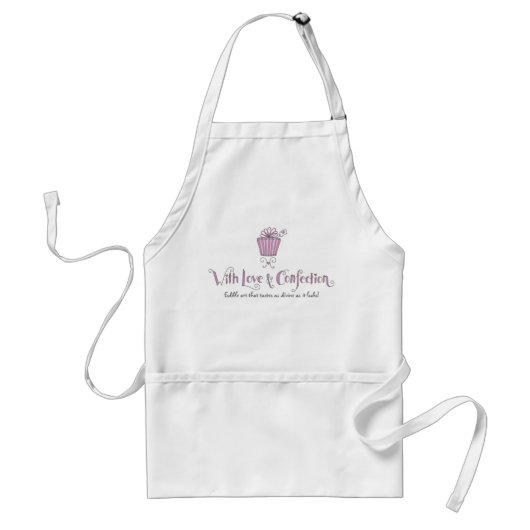 Met 'Love & Confection Logo Apron' Standaard Schort (Voorkant)