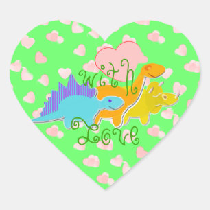 Met Love Dinosaurs Hearts Hart Sticker