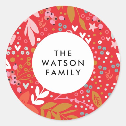 Met Love Floral  kerstfeestdag Sticker (Voorkant)