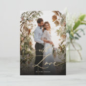 Met Love Gold Script Weduwfoto Bedankkaart (Staand voorkant)