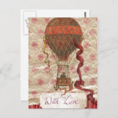 Met Love Hot Air Ballon Briefkaart (Voorkant / Achterkant)