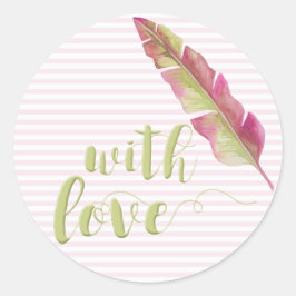 Met Love, Sage Script Typography Striped Sticker