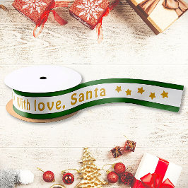 Met Love Santa Custom Text Kerstmis Satijnen Lint