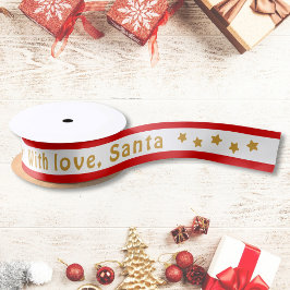 Met Love Santa Custom Text Kerstmis Satijnen Lint