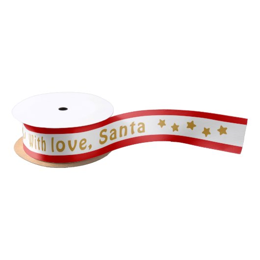 Met Love Santa Custom Text Kerstmis Satijnen Lint (Spoel)