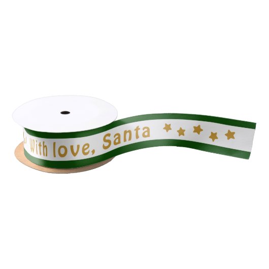 Met Love Santa Custom Text Kerstmis Satijnen Lint (Spoel)