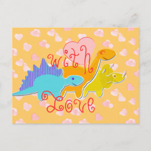 Met Love Sweet Hearts Dinosaurs Briefkaart