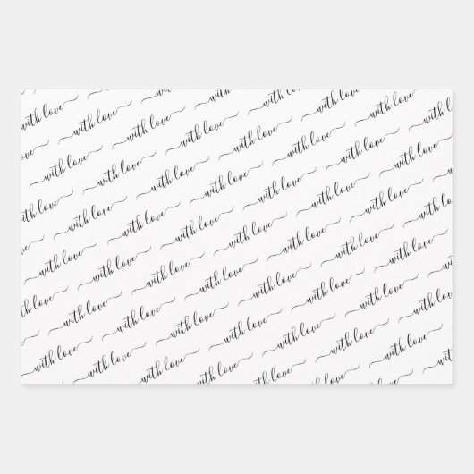 Met Love Typography Black en White Inpakpapier Vel (Voorkant 2)