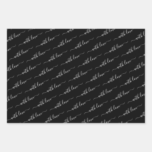 Met Love Typography Black en White Inpakpapier Vel (Voorkant)