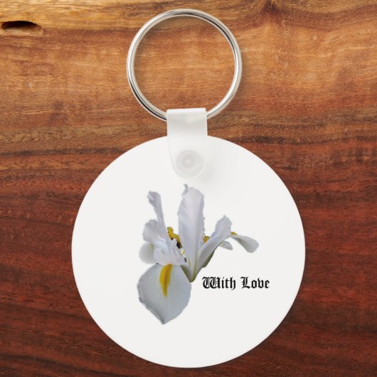 Met Love White Iris Sleutelhanger (Voorkant)