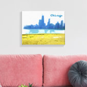 Met luchtborstel geschilderde Chicago wolkenkrabbe Canvas Afdruk (Insitu (Woonkamer))