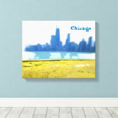Met luchtborstel geschilderde Chicago wolkenkrabbe Canvas Afdruk (Insitu (Houten vloer))