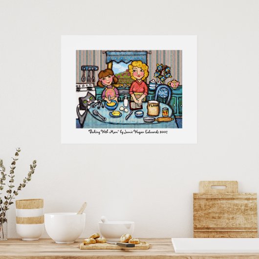 Met mama bakken door Jamie Wogan Edwards Poster (Keuken)