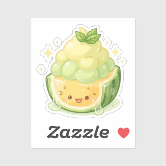 met meloen geschoren ijs sticker (Vel)