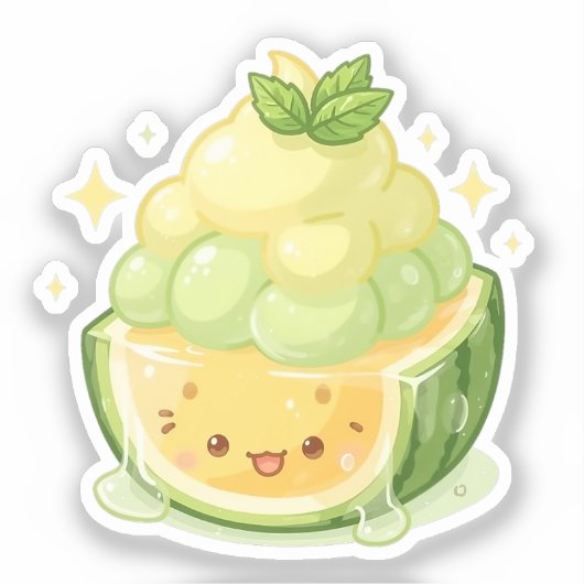 met meloen geschoren ijs sticker (Voorkant)