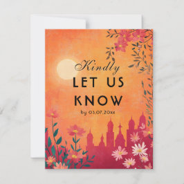 Met menukeuze Sunset Serenade Wedding RSVP Kaartje