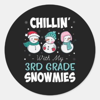 Met mijn 3e klas sneeuwmies leraar kerstcadeau ronde sticker