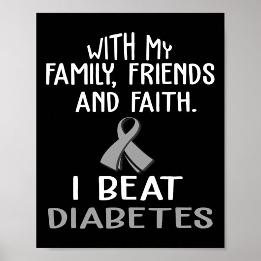 Met mijn familie en geloof versloeg ik DIABETES Poster (Voorkant)